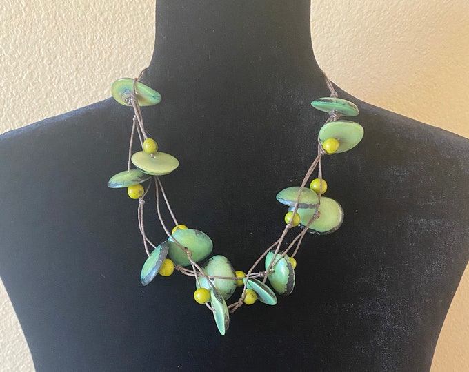 Tagua Nut Necklace/ Vegetable Ivory/ Bib Necklace/ boho/ bohemian/ tribal/