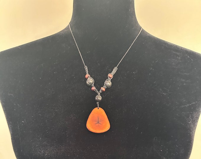 Macrame Tagua Pendant Necklace/ Tagua Jewelry /Hippie Jewelry