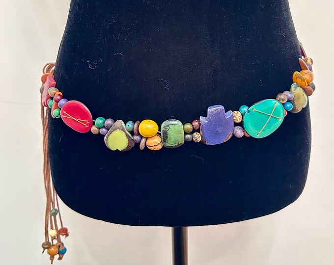 Colorful Tagua Nut and Açaí Seeds Belt, Eco-Fashion, Eco-Friendly