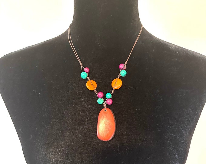 Tagua Nut Pendant Necklace- Eco-friendly Jewelry, Boho Jewelry