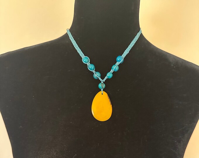 Macrame Tagua Pendant Necklace/ Tagua Jewelry /Hippie Jewelry