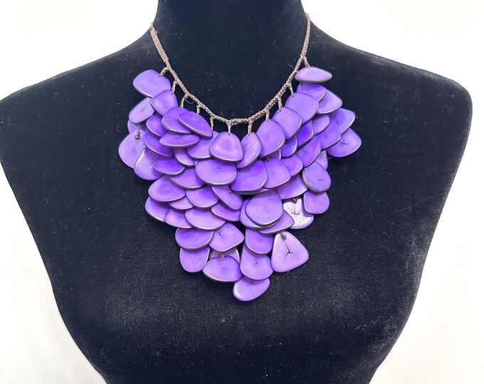 Tagua Bid Necklace/ Tagua Nut Cascade Necklace / Tagua Jewelry/ Boho Necklace /Statement Necklace/ Boho/ Bohemian / Folk