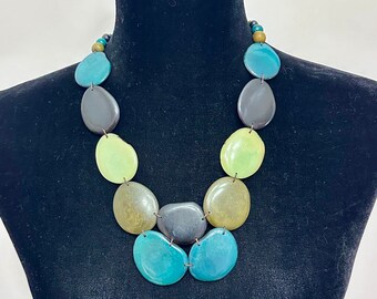 Tagua Nut Necklace/ Boho Necklace/ Tribal/ Bib Necklace