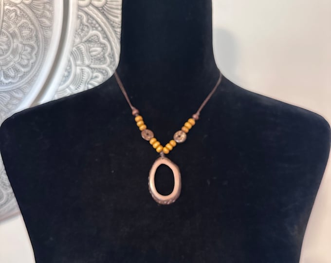 Adjustable Tagua Necklace - Eco-friendly Jewelry- Eco-Fashion- Boho Style/ Bohemian/ Hippie necklace
