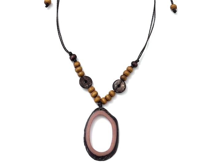 Adjustable Tagua Necklace - Eco-friendly Jewelry- Eco-Fashion- Boho Style/ Bohemian/ Hippie necklace