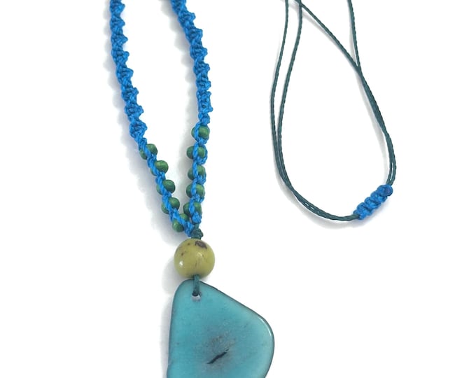 Macrame Tagua Pendant Necklace/ Tagua Jewelry /Hippie Jewelry