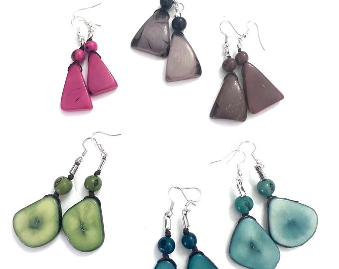 Sliced Tagua Nut Earrings, Boho chic, Eco-Friendly Jewelry, Eco-Fashion Jewelry