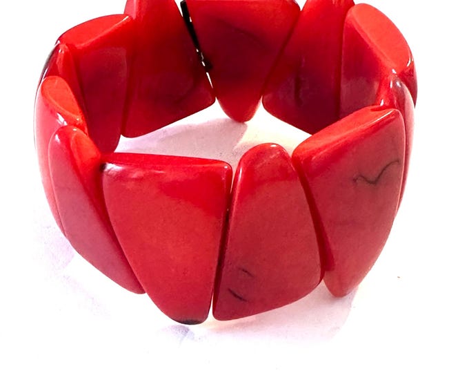 Red Tagua Nut Bracelet, boho jewelry, colorful accessories