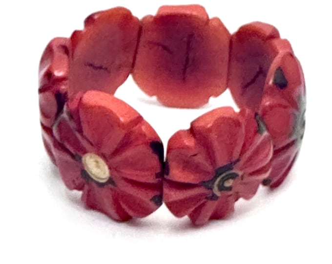Tagua Nut Flower Design Bracelet - Eco-friendly Jewelry -  Boho - Bohemian