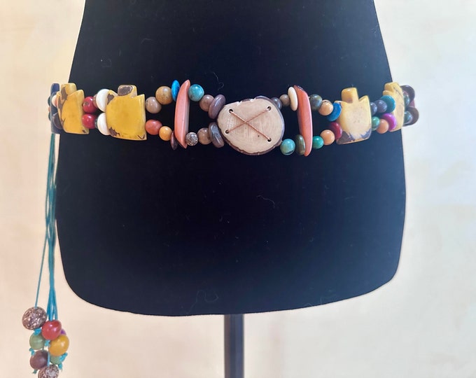 Colorful Tagua Nut and Açaí Seeds Belt, Eco-Fashion, Eco-Friendly