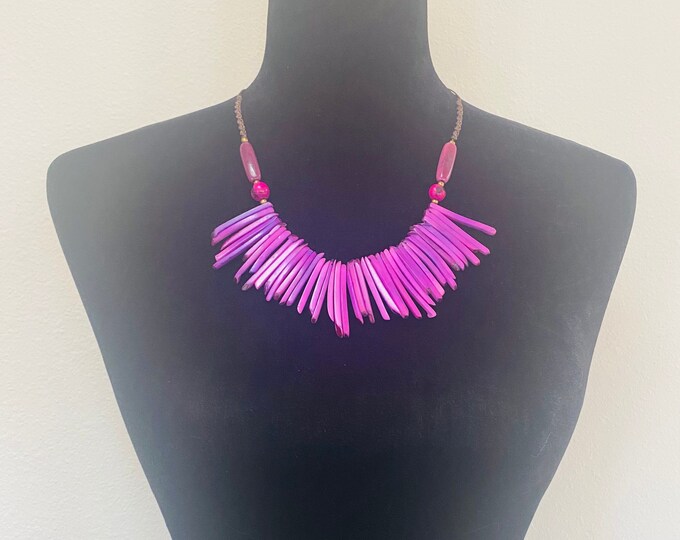 Purple Tagua Nut Necklace- Eco-friendly Jewelry, Boho Jewelry, Macrame Necklace