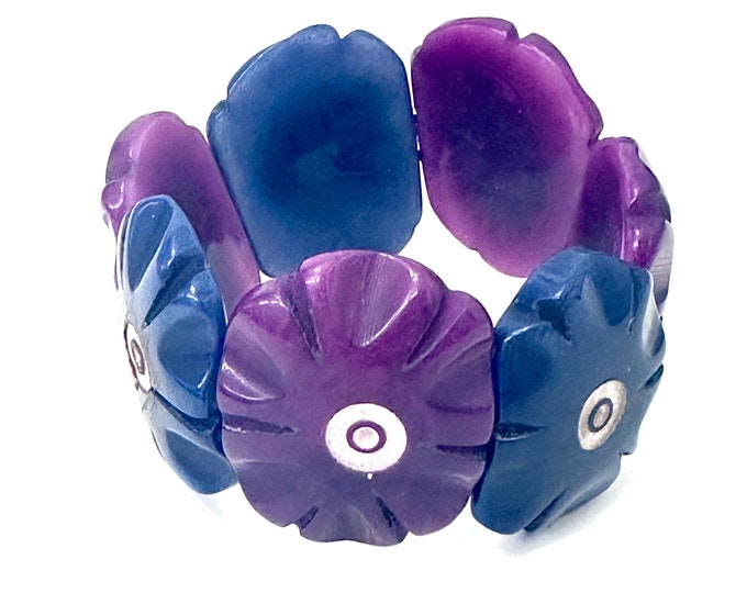 Tagua Nut Flower Design Bracelet - Eco-friendly Jewelry -  Boho - Bohemian
