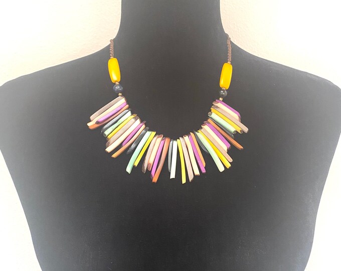 Multicolor Tagua Nut Necklace- Eco-friendly Jewelry, Boho Jewelry, Macrame Necklace