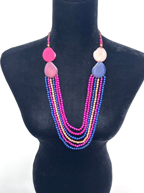 Colorful Multi-Seed Necklace/Tagua Nut  Boho Necklace/ Tribal, Eco-Fashion and Eco-Friendly Jewelry