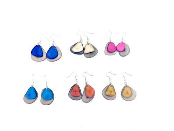 Tagua-nut Earrings/ Tagua Jewelry, Boho Jewelry (S.02)