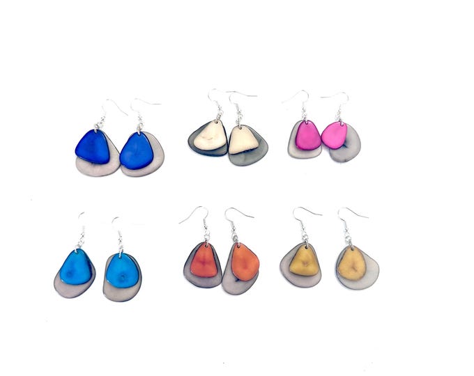 Tagua-nut Earrings/ Tagua Jewelry, Boho Jewelry (S.02)