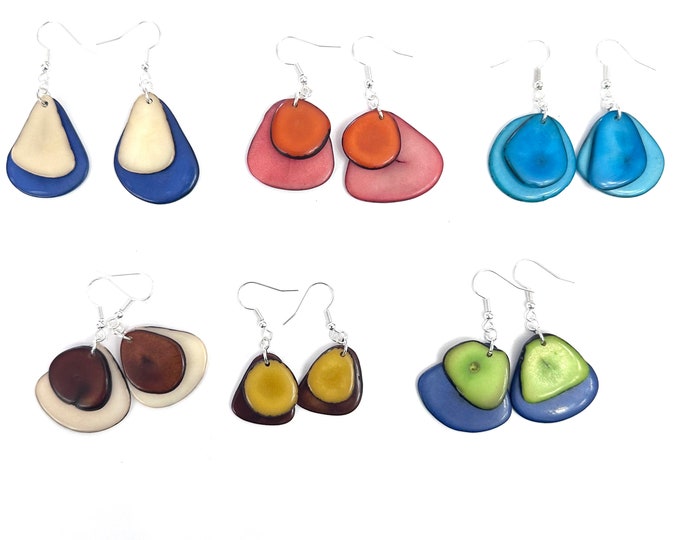 Tagua-nut Earrings/ Tagua Jewelry, Boho Jewelry (S.04)