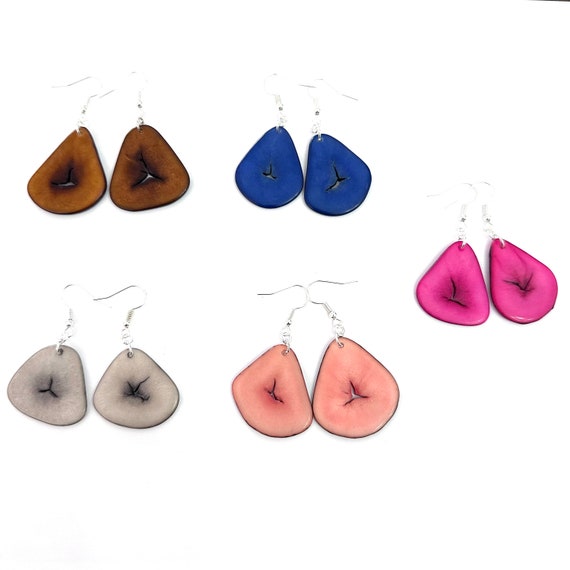 Tagua Nut-Slice Earrings, Tagua, Boho Earrings, Boho chic, Eco Friendly, Eco Fashion (S.06)