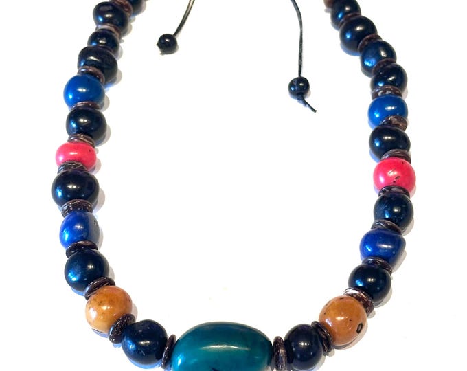 Multi Seed Necklace, Earth Spirit Necklace - Boho- Eco-Friendly, Tagua Jewelry, Sustainable Jewelry