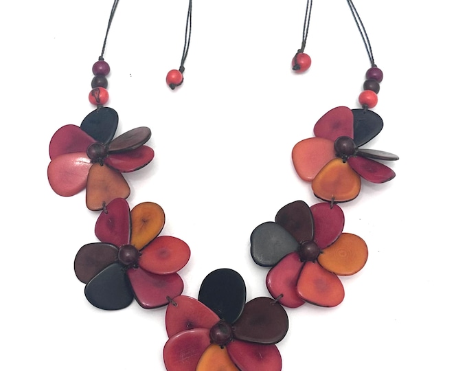 Tagua Flower Necklace | Adjustable Boho Chic Jewelry