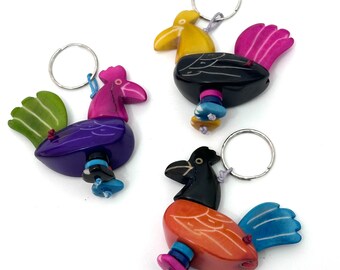 Rooster Shaped Tagua Key Chain, Tagua Nut Keychain, Dog Lovers