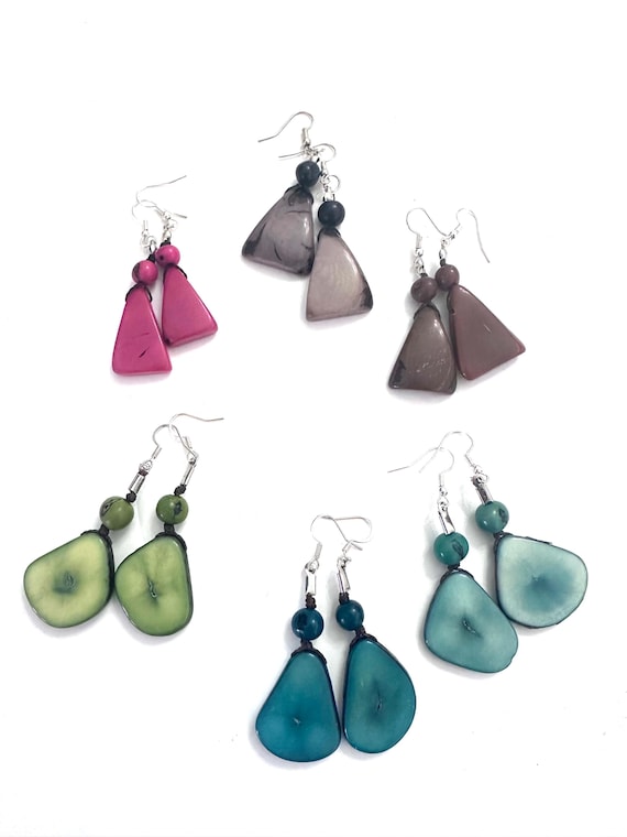Sliced Tagua Nut Earrings, Boho chic, Eco-Friendly Jewelry, Eco-Fashion Jewelry