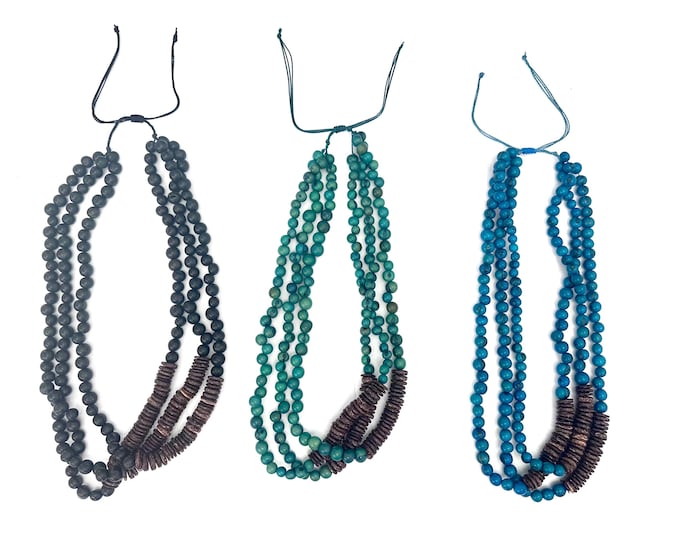 Acai Seed Triple Strand Necklace / Ecofriendly and Ecofashion Jewelry, Boho Jewelry, Boho chic