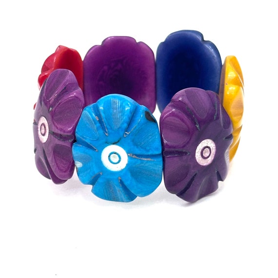 Tagua Nut Flower Design Bracelet - Eco-friendly Jewelry -  Boho - Bohemian