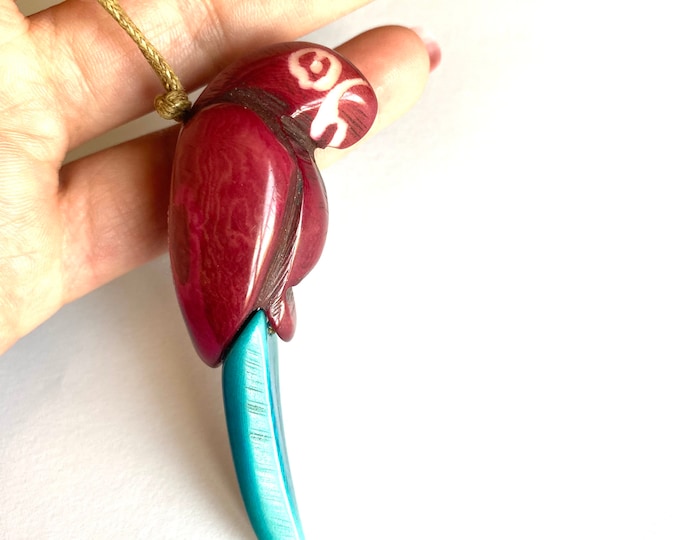Parrot tagua key chain, Tagua Nut Keychain