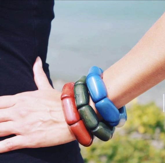 Polished Tagua Seed Bracelets, tagua bracelet, boho jewelry, bohemian, folk