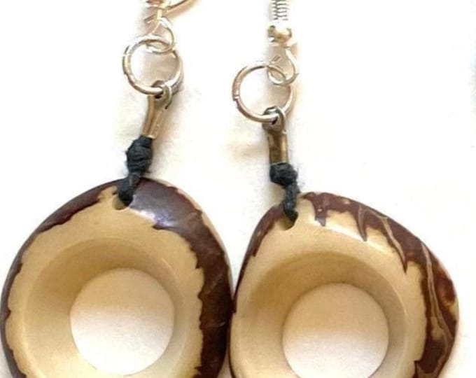 Tagua-nut and Açaí Seed Earrings / Tagua Jewelry, Boho Jewelry