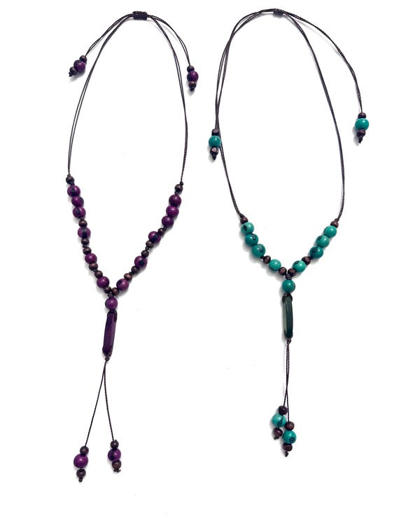 Adjustable Tagua/ Açaí Necklace - Eco-friendly Jewelry- Eco-Fashion- Boho Style/ Bohemian/ Hippie necklace