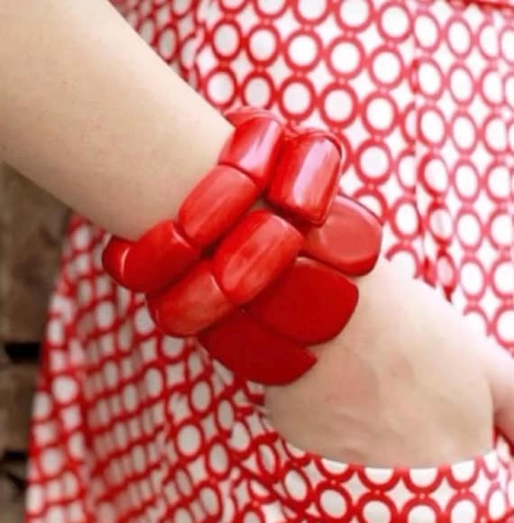 Polished Red Tagua Seed Bracelets, tagua bracelet, boho jewelry, bohemian, folk