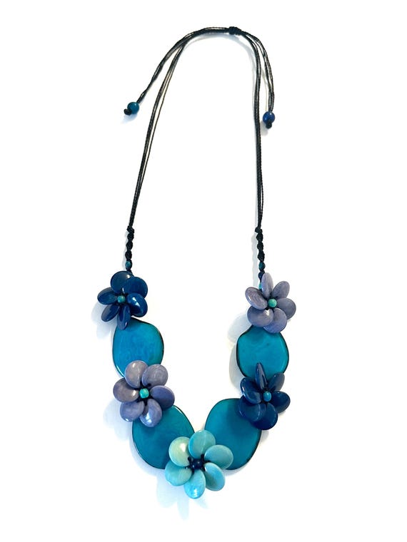 Tagua Flower Necklace, Adjustable Boho Jewelry