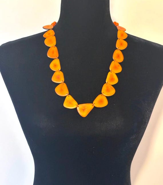 Tagua Nut Statement Necklace, Boho Eco-Fashion Jewelry