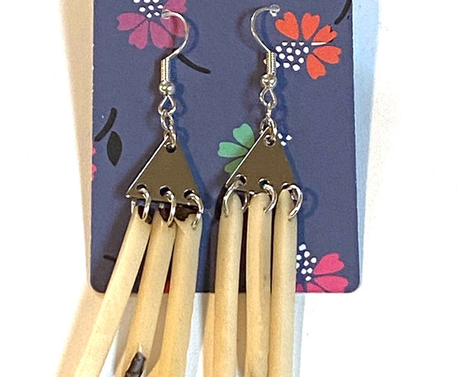 Tagua Nut Stick Earrings (Natural Color)