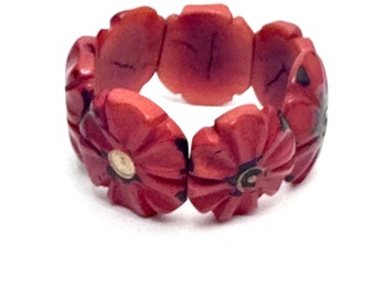 Tagua Nut Flower Design Bracelet - Eco-friendly Jewelry -  Boho - Bohemian