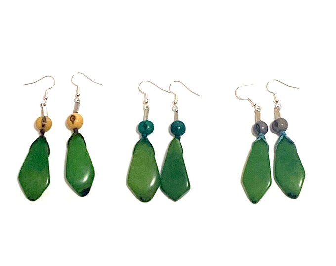 Tagua-nut and Açaí Seed Earrings / Tagua Jewelry, Boho Jewelry