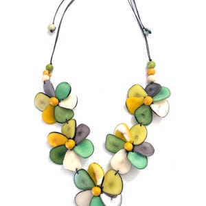 Tagua Flower Statement Necklace | Adjustable Boho Chic Jewelry