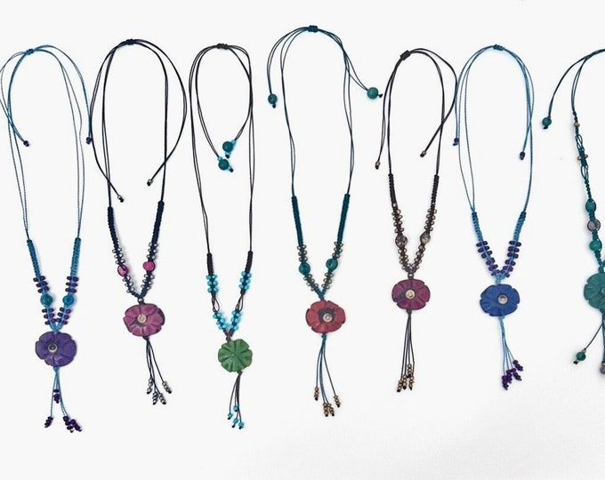 Macrame Necklace/ Tagua and Acai Seed Necklace/ Boho Chic/ Macrame Jewelry/ Tribal/ Hippie