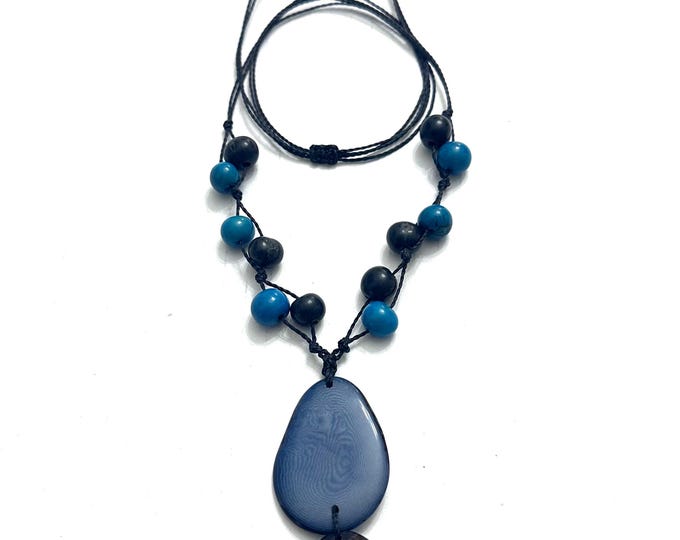 Double Tagua Nut Pendant Necklace- Eco-friendly Jewelry, Boho Jewelry