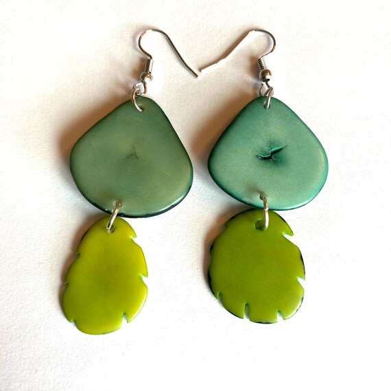 Tagua-nut Earrings/ Tagua Jewelry, Boho Jewelry, Vegetable Ivory Earrings, Eco-Friendly