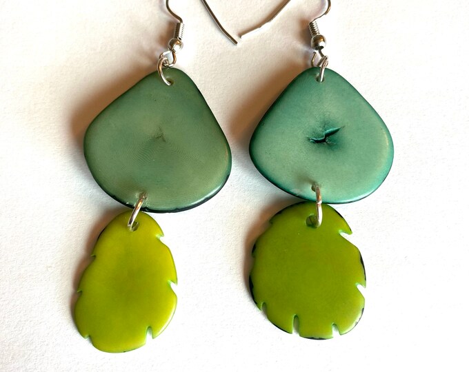 Tagua-nut Earrings/ Tagua Jewelry, Boho Jewelry, Vegetable Ivory Earrings, Eco-Friendly
