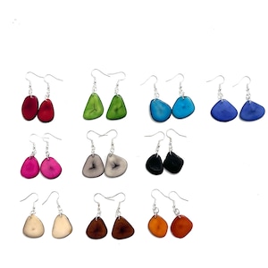 Small Tagua Nut Slice  Earrings, Tagua Earrings, Eco-Fashion Jewelry, Eco-Friendly Jewelry, Colorful Jewelry