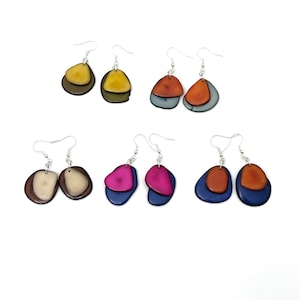 Tagua Nut Earrings, Tagua Jewelry, Boho Jewelry, Colorful Jewelry, Bold Jewelry