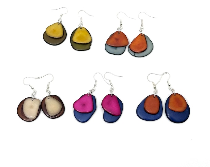 Tagua Nut Earrings, Tagua Jewelry, Boho Jewelry, Colorful Jewelry, Bold Jewelry