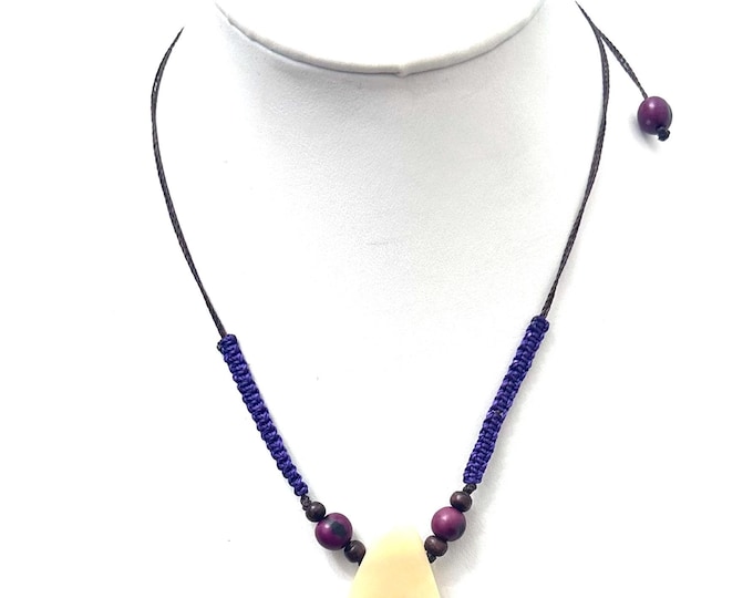 Adjustable Tagua Nut Macrame  Necklace - Eco-friendly Jewelry- Eco-Fashion- Boho Style/ Bohemian/ Hippie necklace