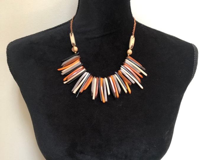 Earth-Tone Tagua Nut Necklace- Eco-friendly Jewelry, Boho Jewelry, Macrame Necklace