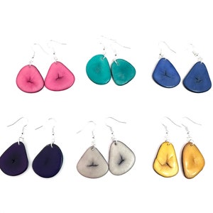 Tagua Nut-Slice Earrings, Tagua, Boho Earrings, Boho chic, Eco Friendly, Eco Fashion  (S.05)