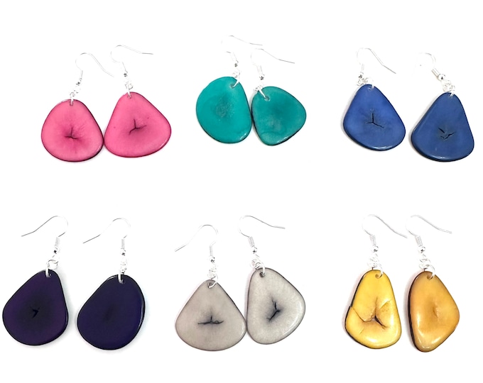 Tagua Nut-Slice Earrings, Tagua, Boho Earrings, Boho chic, Eco Friendly, Eco Fashion  (S.05)